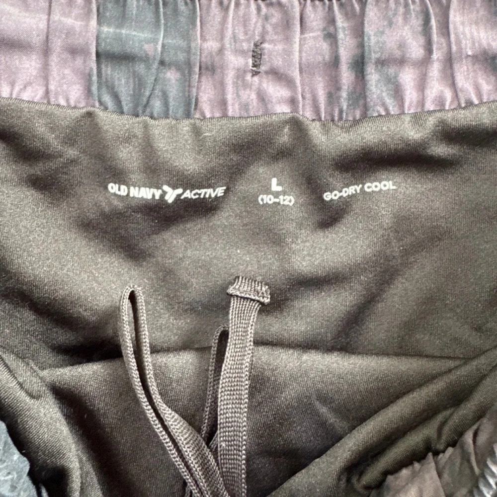 Old Navy Active Girls L‎ 10-12 Go Dry Cool Tie Dye Athletic Shorts Black Purple